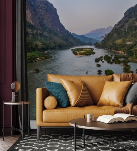 Bild på View of Nam Ou River in Nong Khiaw Laos