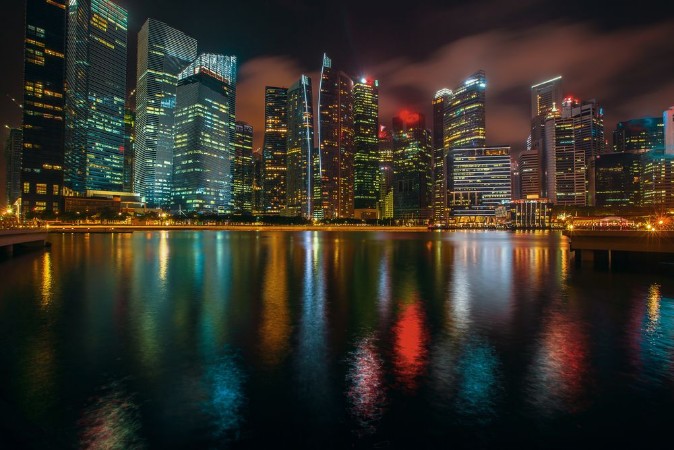 Picture of Views of business district Marina Bay at night Singapore