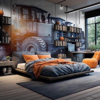 Afbeeldingen van Neatly arranged excavators