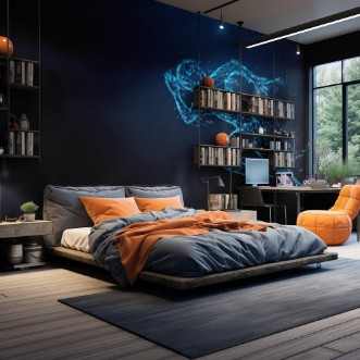 Εικόνα της Abstract running man form lines and triangles point connecting network on blue background Illustration vector