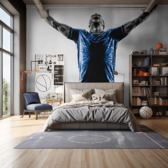 Picture of One caucasian soccer player man happy celebration  in silhouette isolated on white background