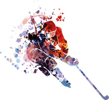 Picture of Vector watercolor silhouette hockey player