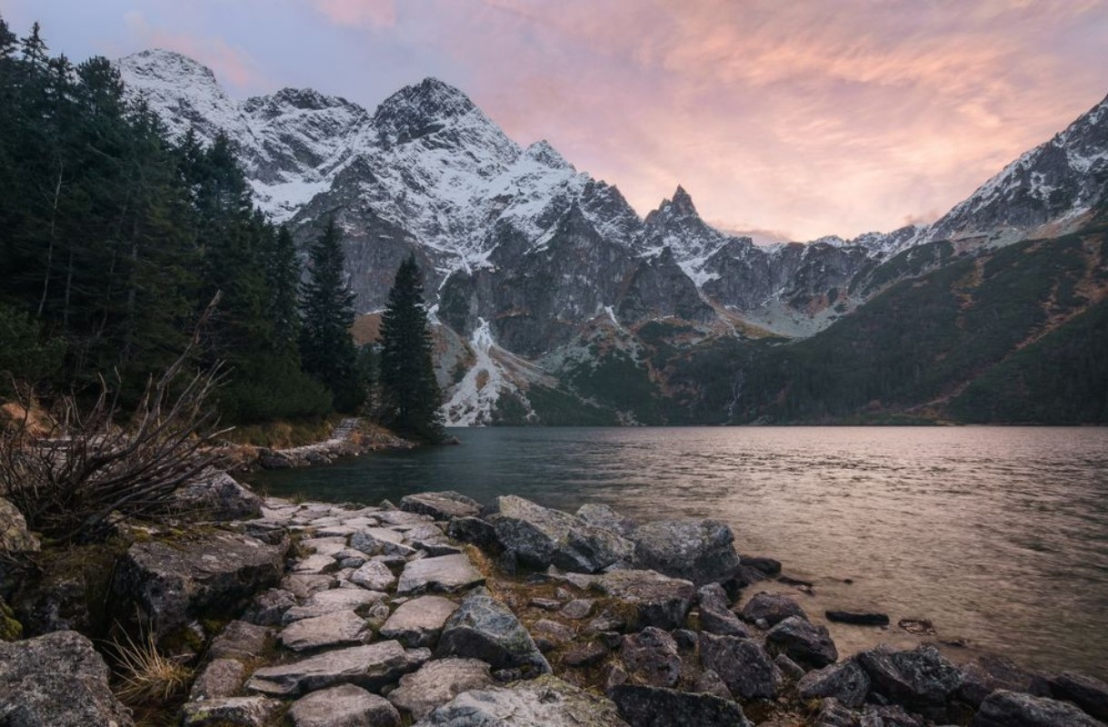 Picture of Landscape with road mountain range and lake