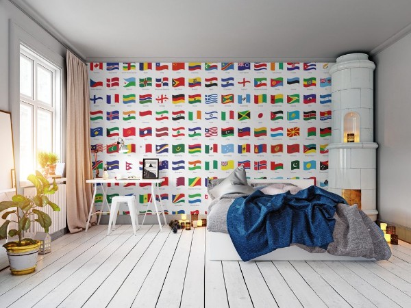 Picture of All national waving flags from all over the world with names - high quality vector flag isolated on white background