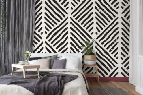 Image de Seamless geometric doodle lines pattern in black and white Adstract hand drawn retro texture