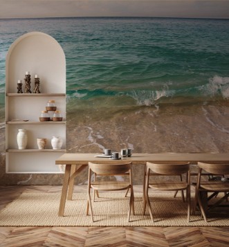 Picture of Close up of a wave of crystal clear water crushing on the shore of a beach on the island of Principe