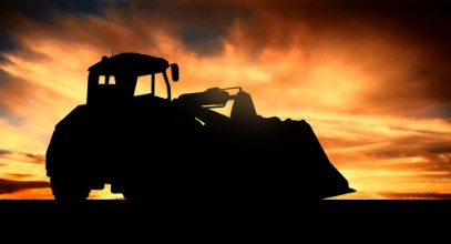 Slika Bulldozer at sunset
