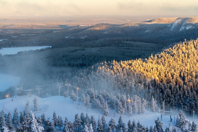 Imagem de Beautiful winter view in the early morning Finland Ruka