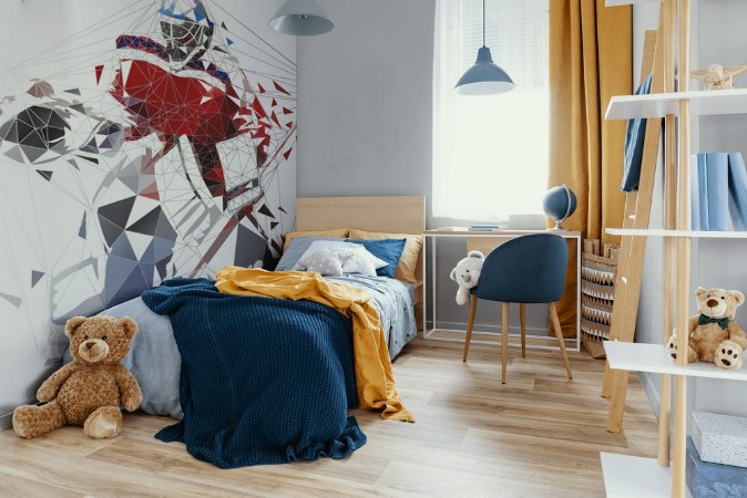 Picture of Hockey goalie geometric vector illustration Ice hockey player low poly