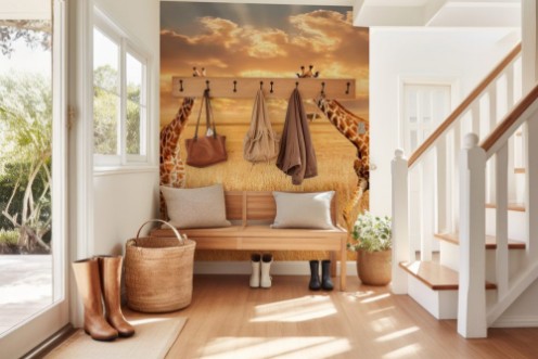 Afbeeldingen van Giraffes in the African savannah Wild nature of Africa Artistic African image