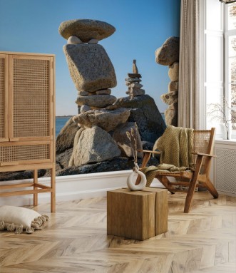 Afbeeldingen van Stone pyramides sur la plage