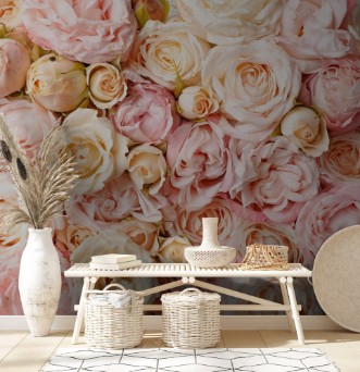 Bild på Many beautiful roses as background top view