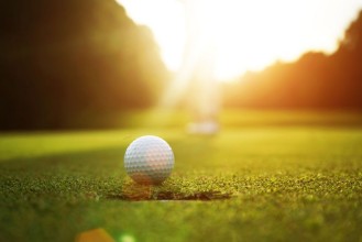 Picture of Blurred golfers are putting golf in the evening golf course golf backglound in Thailand