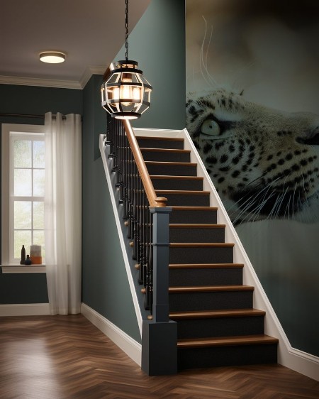 Picture of Close-up portrait of a leopard looking up spellbound Khwai River Botswana Africa