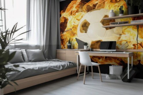 Picture of Brennender Fuball vor schwarzem Hintergrund