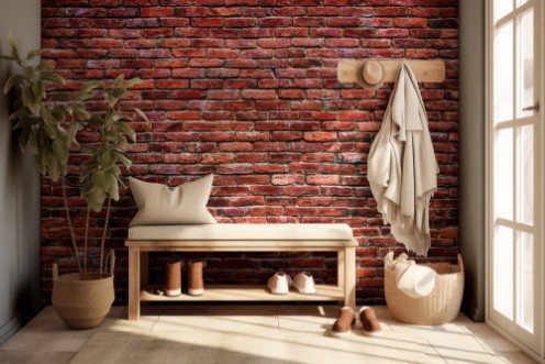 Slika Old brick wall background Panoramic texture of red stone