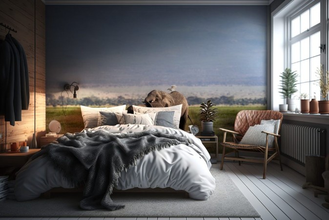 Picture of Mother and Baby African Elephant in Amboseli