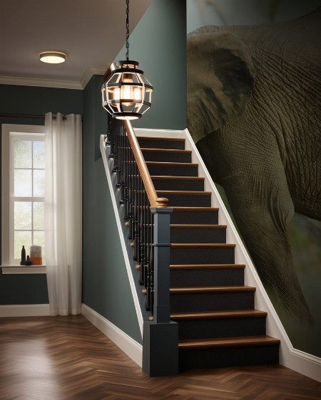 Bild på A single elephant runs through the savannah Moremi National Park Okavango Delta Botswana Africa