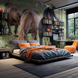 Afbeeldingen van Cavalli in libert nelle colline di castelluccio di norcia