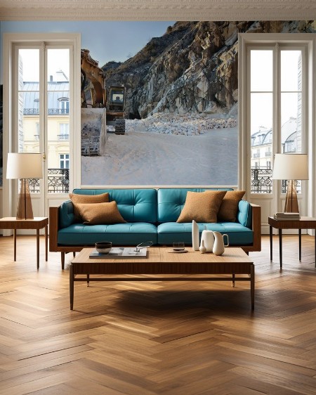 Image de Apuan Alps Carrara Tuscany Italy  An excavator in a quarry of white Carrara marble In the mountains of the Apuan Alps above the city of Carrara white marble has been mined since Roman times 