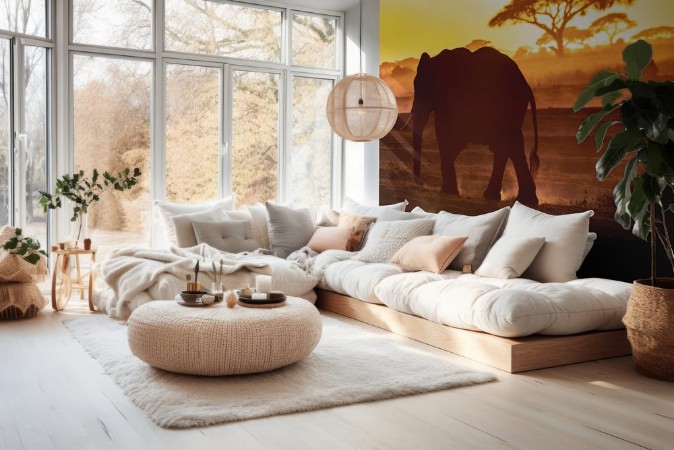 Afbeeldingen van Elephant walking through Amboseli at sunset