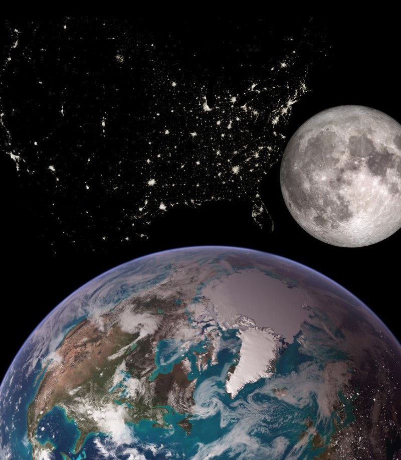 Picture of Planet earth with a projection of USA in the form of stars of the constellations of city lights Travel United States of America concept Elements of this image furnished by NASA