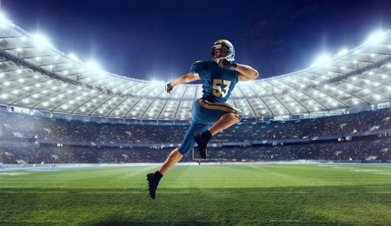 Imagem de American football player in professional sport arena