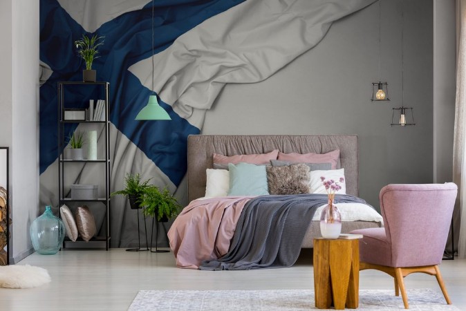 Picture of Waving national flag of finland on a gray background