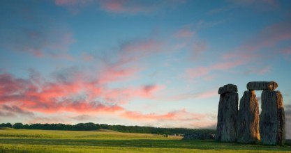 Picture of Stonehenge against a purple blue sky