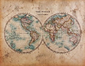 Slika Old World Map in Hemispheres