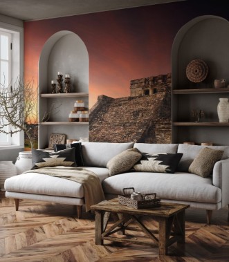 Afbeeldingen van Castillo fortress at sunset in the ancient Mayan city of Tulum