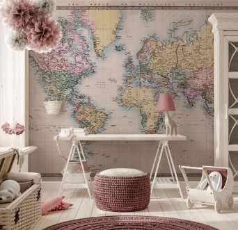 Picture of Old Antique World Map on Mercators Projection