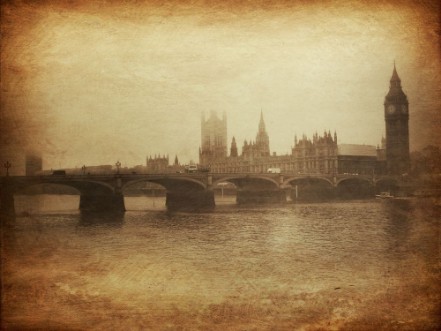 Bild på Vintage Retro Picture of Big Ben  Houses of Parliament London