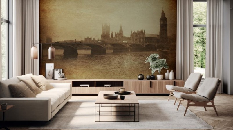 Picture of Vintage Retro Picture of Big Ben  Houses of Parliament London