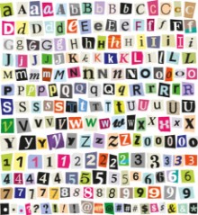Pilt Vector Ransom Note- Cut Paper Letters Numbers Symbols
