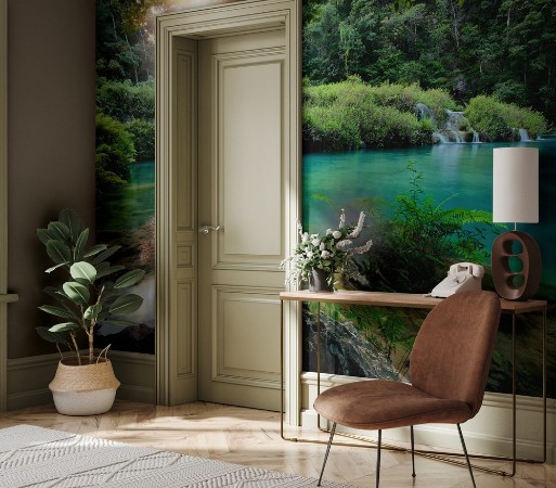 Afbeeldingen van Cascades National Park in Guatemala Semuc Champey at sunset