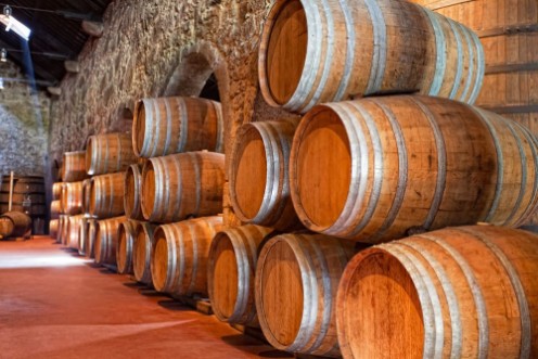 Cellar with wine barrels  photowallpaper Scandiwall