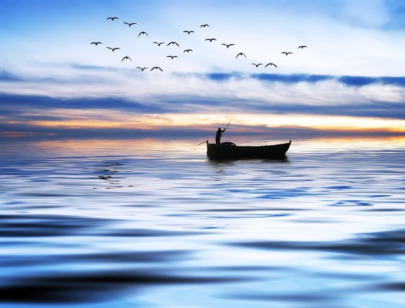 Picture of Pescando entre olas azules