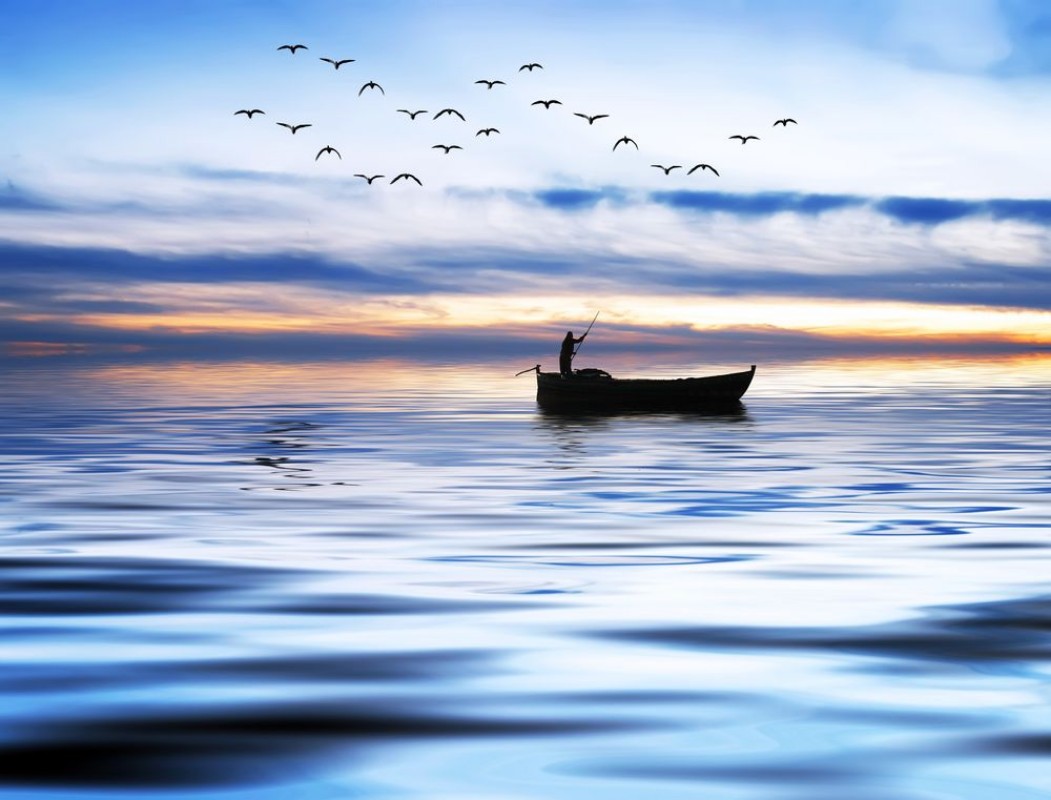 Picture of Pescando entre olas azules