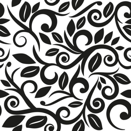 Picture of Black and white or transparent seamless floral background