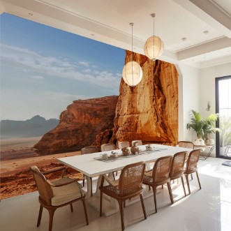 Afbeeldingen van Red sandstone cliff in the desert of Wadi Rum