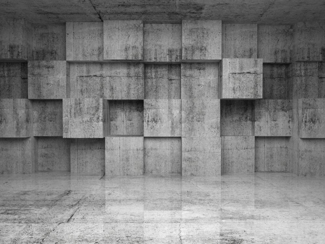 Picture of Abstract empty concrete interior with cubes on the wall