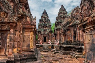 Afbeeldingen van Banteay Srei - 10th century Hindu temple dedicated to Shiva