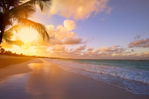 Art Beautiful sunrise over the tropical beach photowallpaper Scandiwall