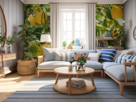 Image de Branches of ripe lemons with buds