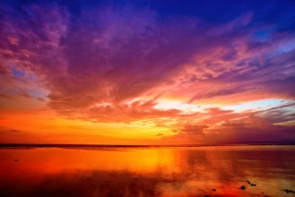 Picture of Sunset over Bali as seen from Gili island Indonesia
