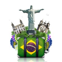 Picture of Brazil Brazil landmarks travel and retro suitcase