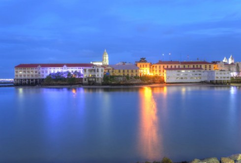 Picture of Panama City Casco Viejo in the twilight