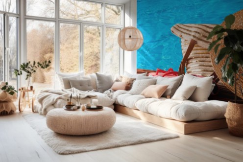 Picture of Summer accessories on wooden planks