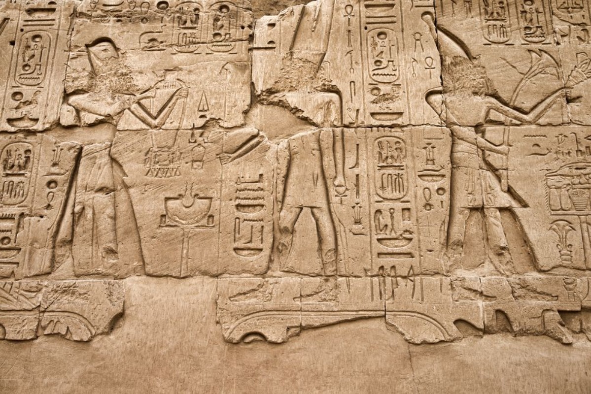 Picture of Hieroglyphic of pharaoh civilization in Karnak temple Egypt